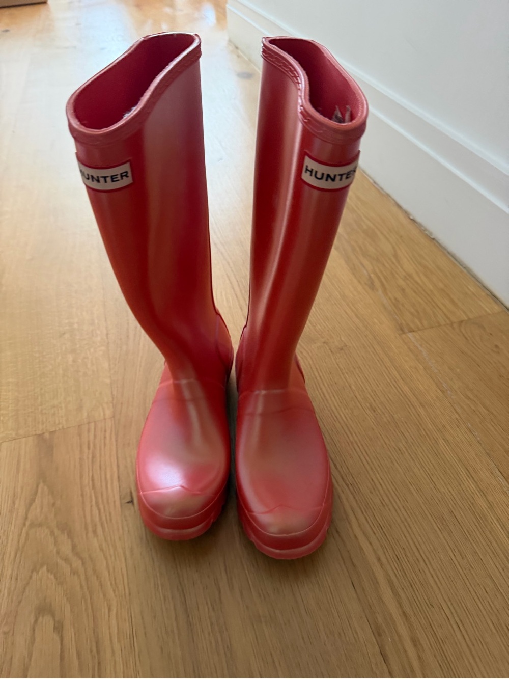 Hunter Glossy Red/orange Knee-High Rain Boots